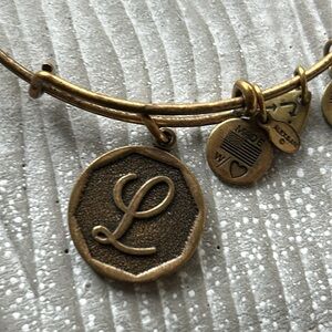 Alex & Ani Gold Charm Bangle Bracelet initial L energy bracelet 2014